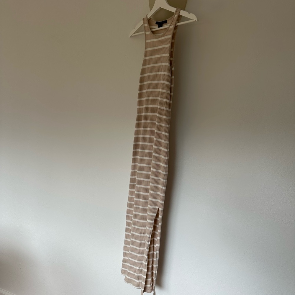 French Connection Beige and White Striped Dress